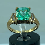 10k Yellow Gold Green Amethyst Diamond Ring 1.75/0.12 Size 5