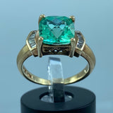 10k Yellow Gold Green Amethyst Diamond Ring 1.75/0.12 Size 5