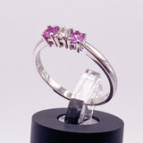 14k White Gold Pink Sapphire and Diamond Ring, Size 6.5