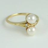 14k Yellow Gold Ring with Cultured Pearl/Diamond
