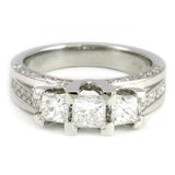 Platinum Diamond Princess Cut Engagement Ring